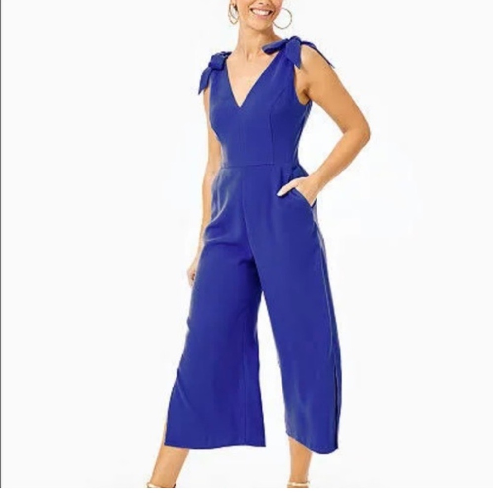 Lilly Pulitzer Blue Jumpsuit with Wide-Leg Cropped Style